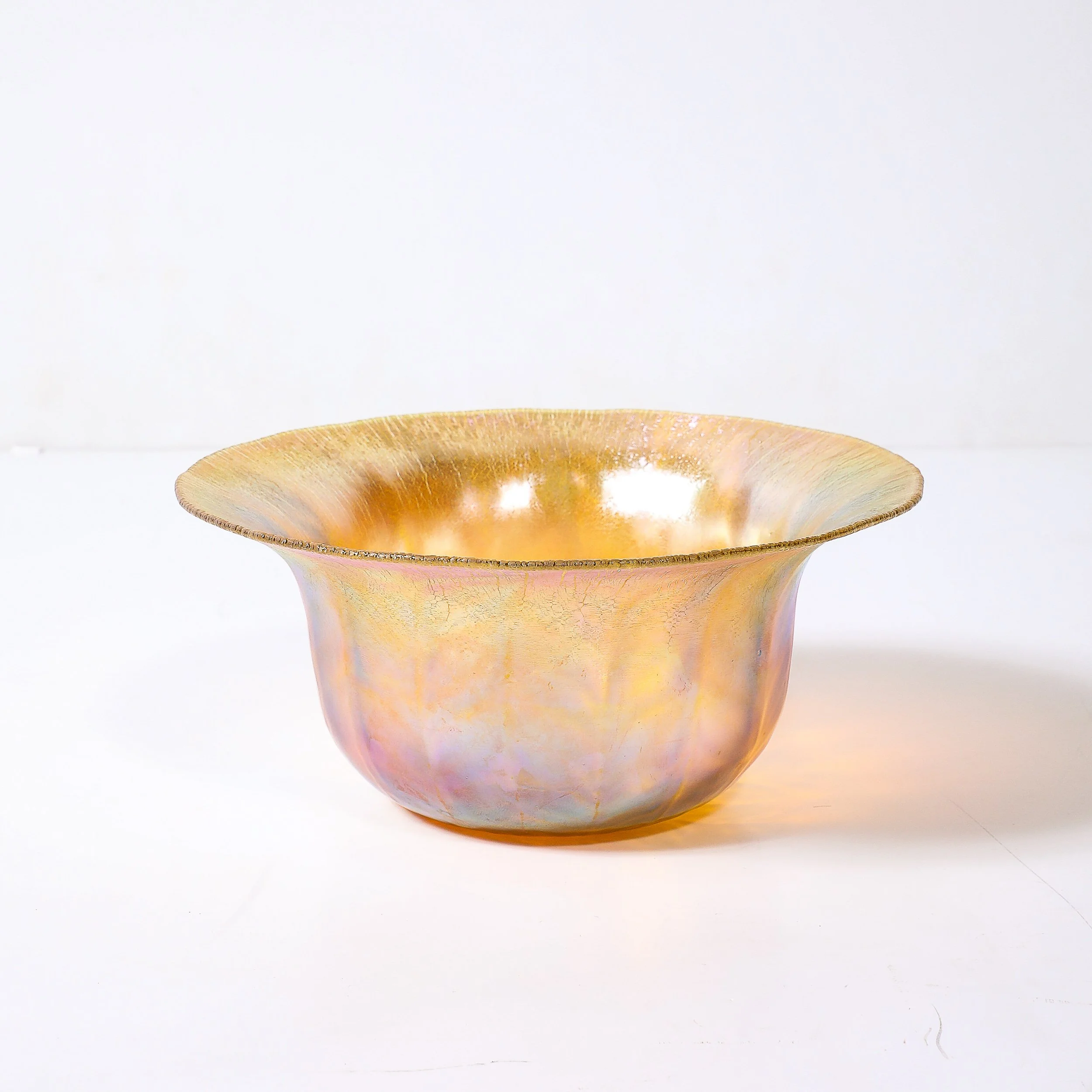 Sculptural and Curvilinear Mid Century Translucent Glass Bowl by